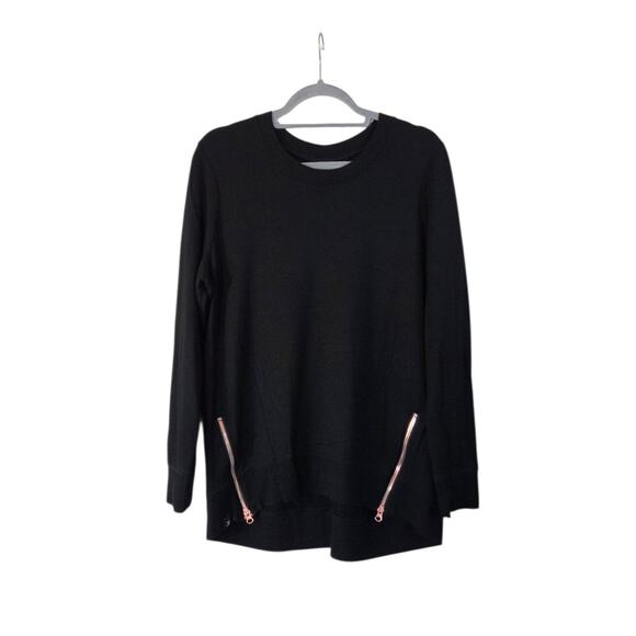 Glyder Black Adore Long Sleeve Zipper Accent Modal Sweatshirt, Women's Medium - Picture 3 of 15